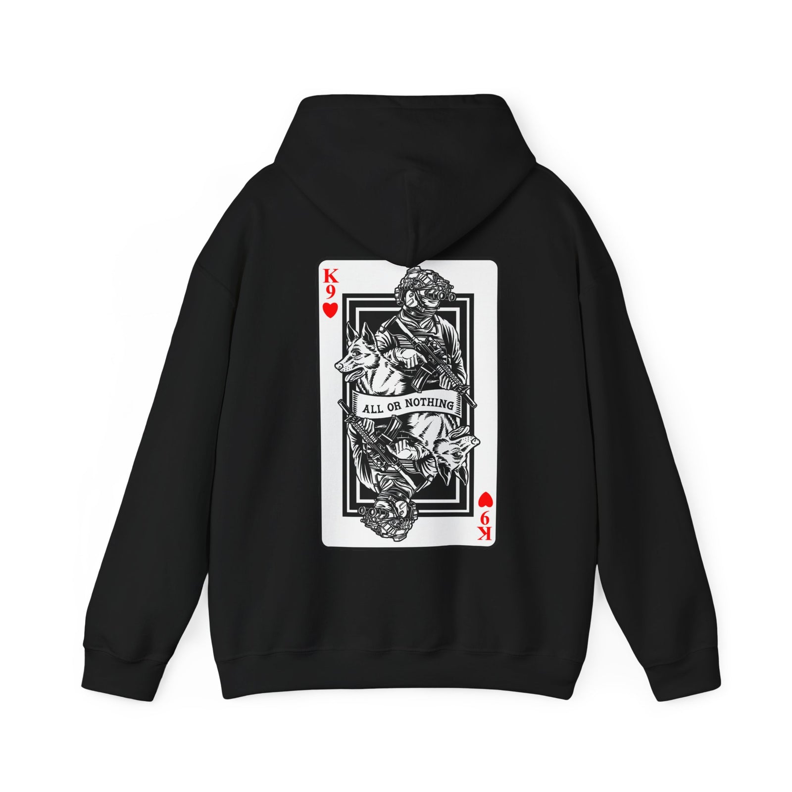 K9 Heart Playing Card Hooded Sweatshirt