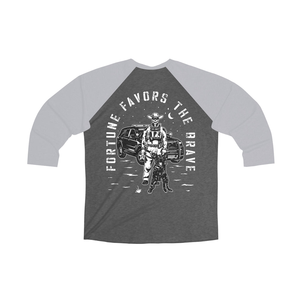 Fortune Favors the Brave Cowboy Tri-Blend 3\4 Raglan Tee