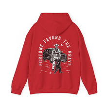 Load image into Gallery viewer, Fortune Favors the Brave Cowboy Heavy Blend™ Hooded Sweatshirt
