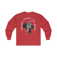 Load image into Gallery viewer, Fortune Favors the Brave Cowboy Ultra Cotton Long Sleeve Tee
