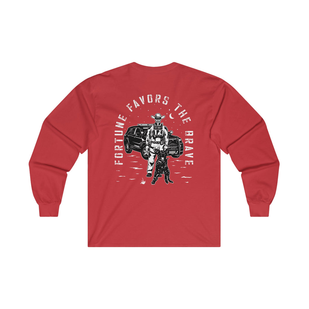 Fortune Favors the Brave Cowboy Ultra Cotton Long Sleeve Tee