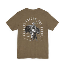 Load image into Gallery viewer, Fortune Favors the Brave Cowboy T-Shirt
