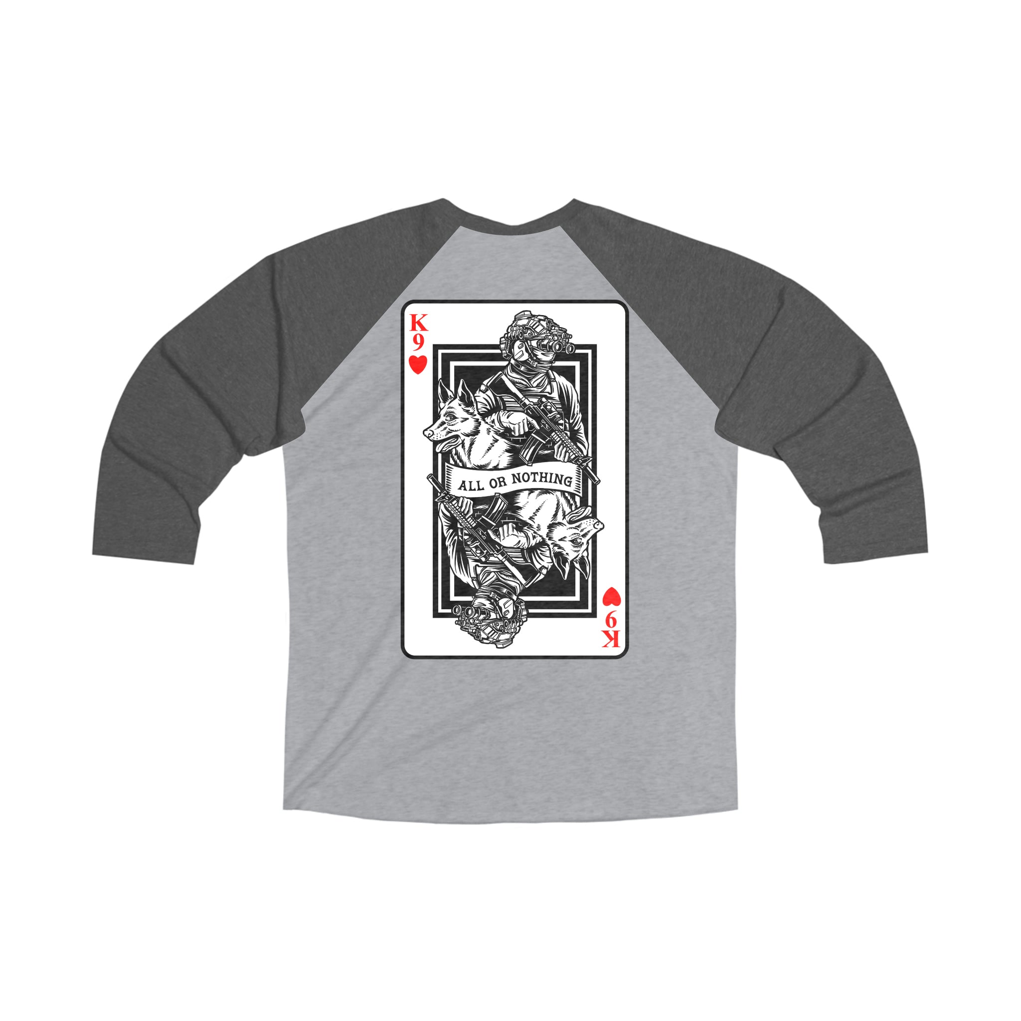 K9 Heart Playing Card 3\4 Raglan Tee