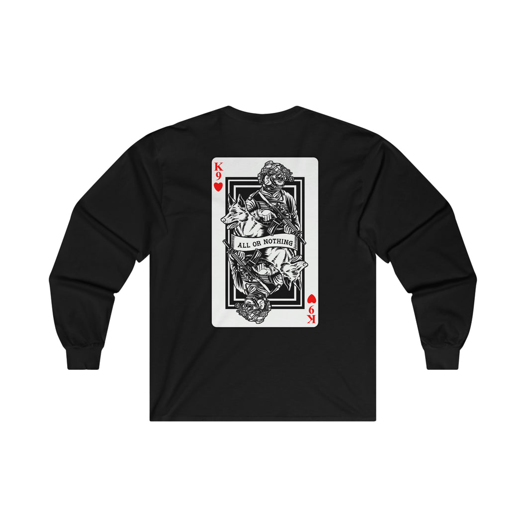 K9 Heart Playing Card Long Sleeve T-Shirt