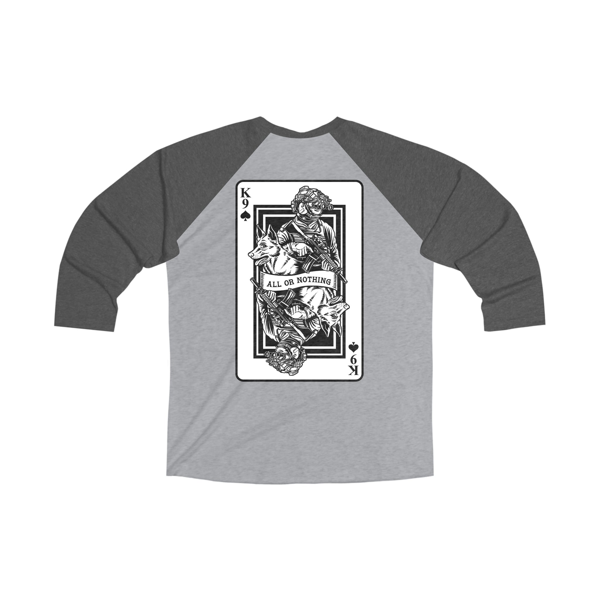K9 Spade Playing Card Tri-Blend 3\4 Raglan Tee