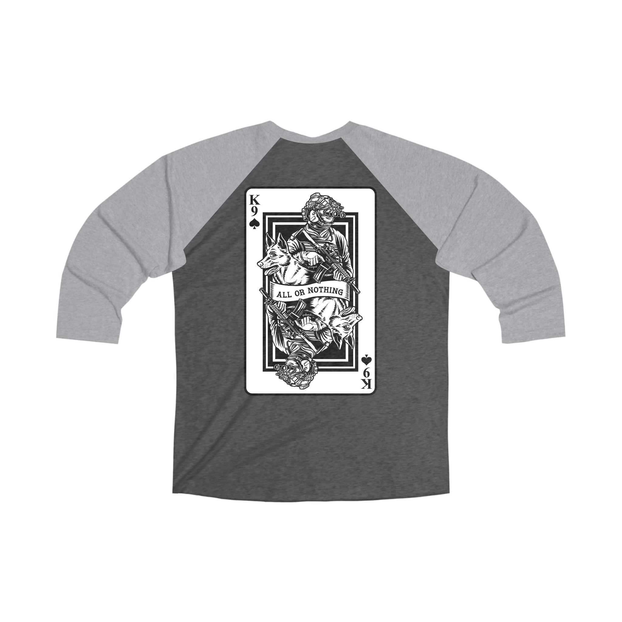 K9 Spade Playing Card Tri-Blend 3\4 Raglan Tee