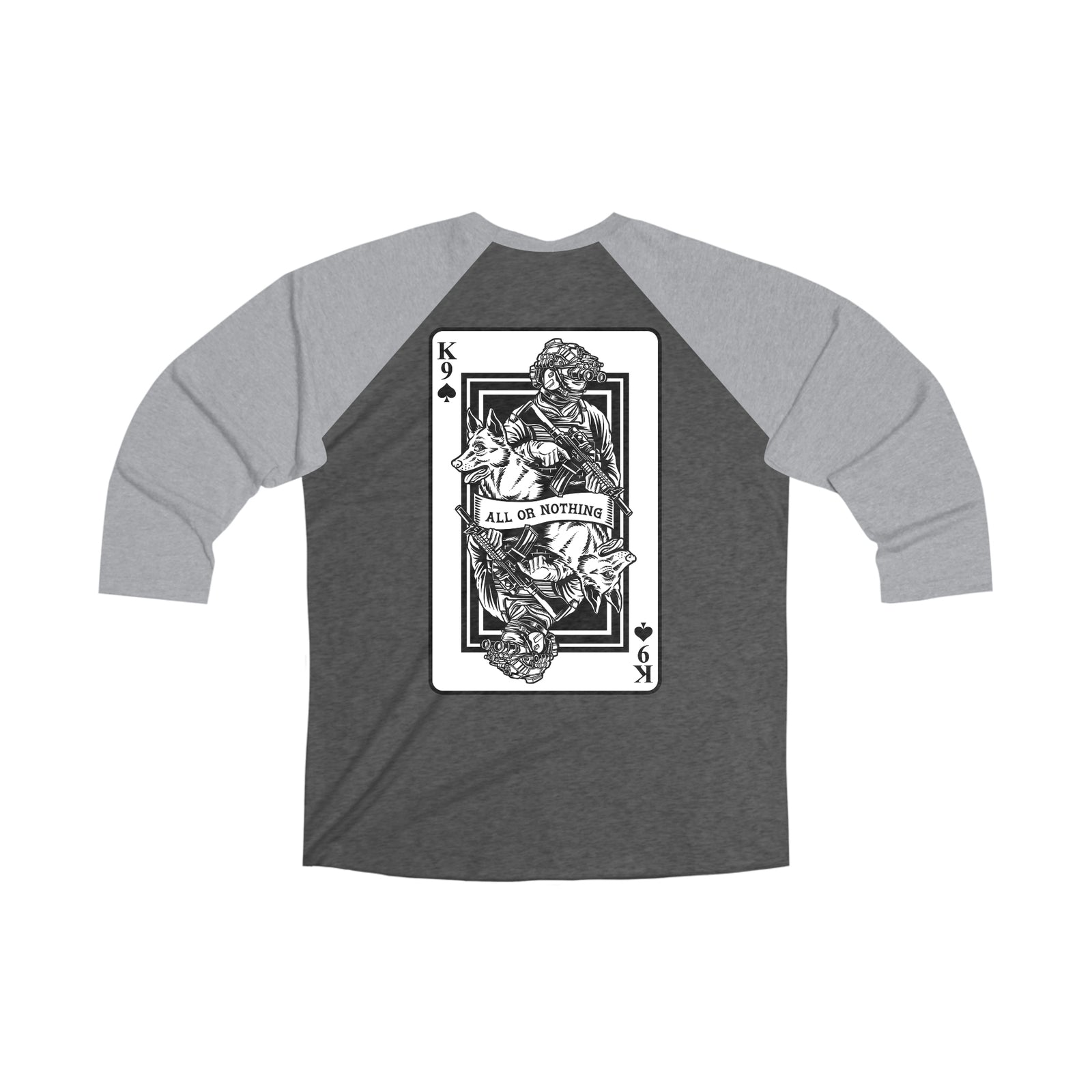 K9 Spade Playing Card Tri-Blend 3\4 Raglan Tee