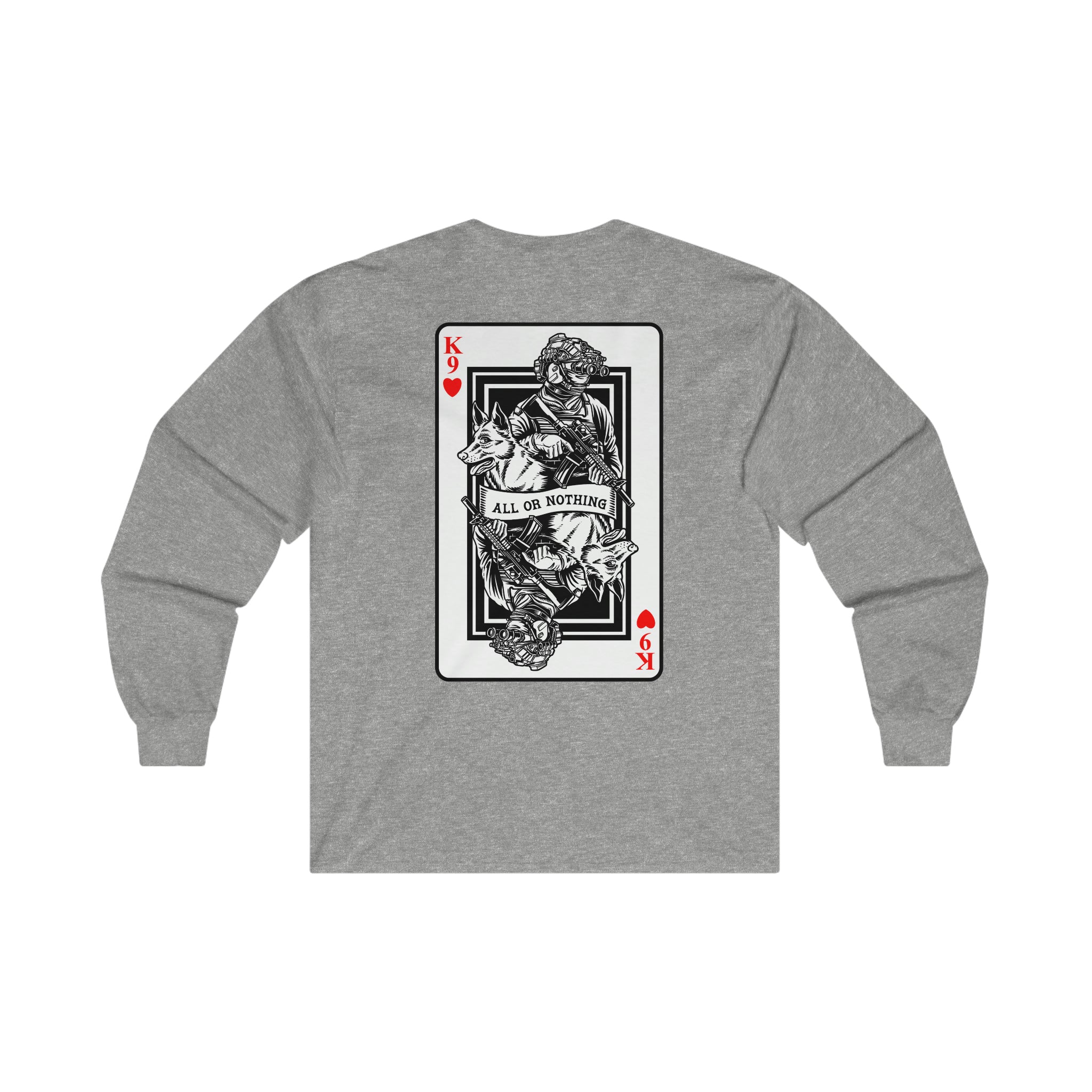 K9 Heart Playing Card Long Sleeve T-Shirt