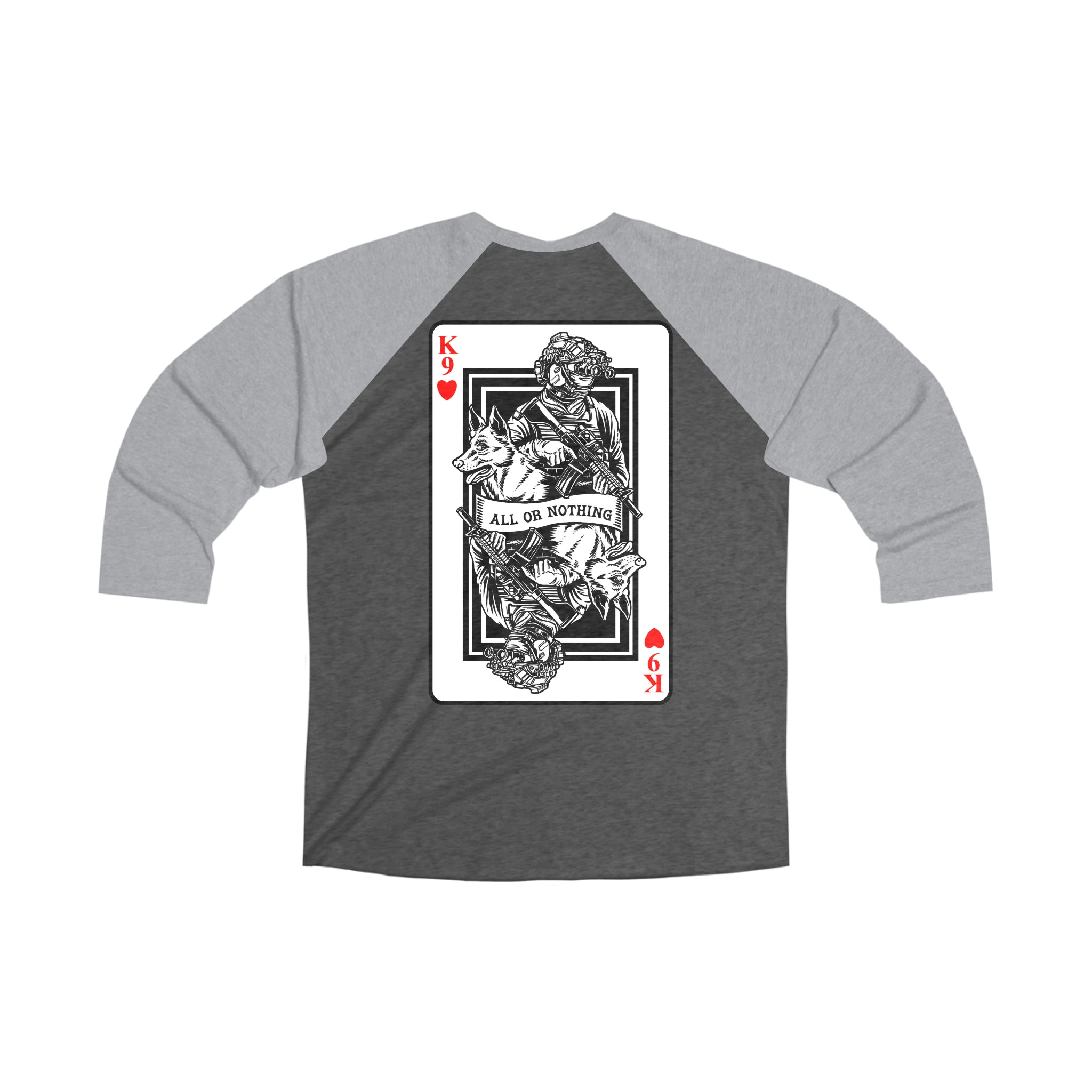 K9 Heart Playing Card 3\4 Raglan Tee