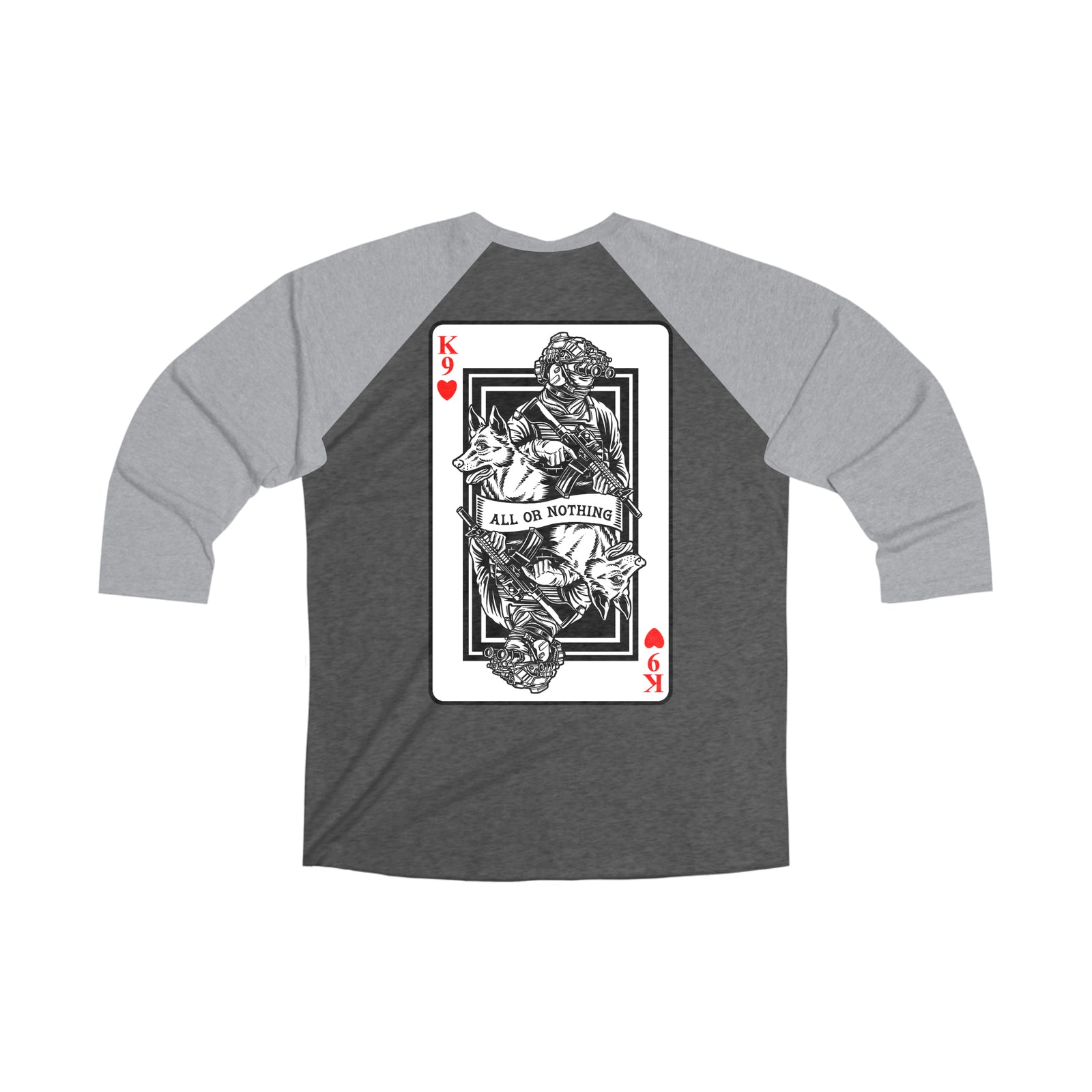 K9 Heart Playing Card 3\4 Raglan Tee